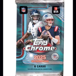 1x Topps Chrome 2025 Football Pack - From Topps Mega Boxes - 6 Cards