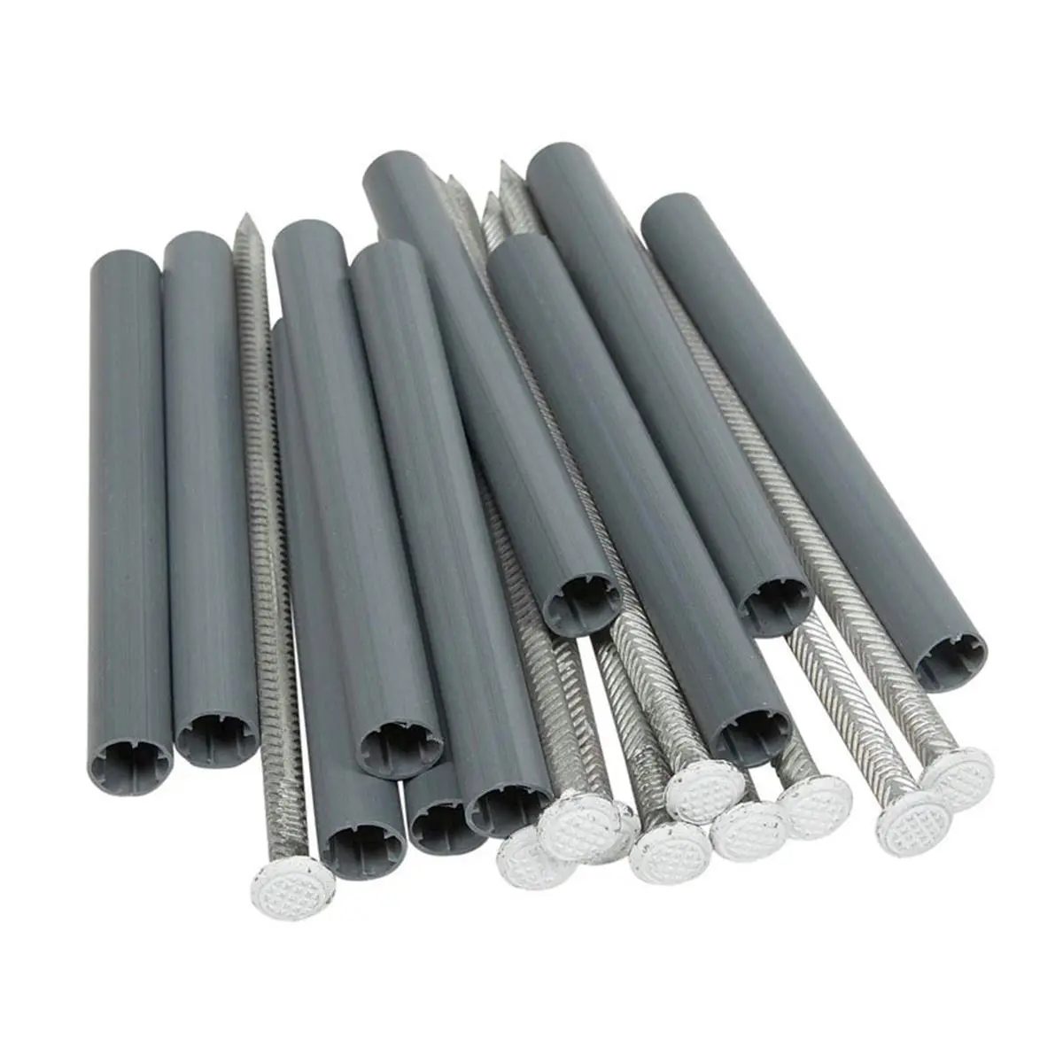 Amerimax Home Products Gutter Spikes & Ferrules, 7-in Durable Aluminum Spikes with Plastic Ferrules for 5-in Gutters, White, 10-Pack, 7 Inch, High Quality Material, Construction, Pack Of 10, 5 Inch Gutters