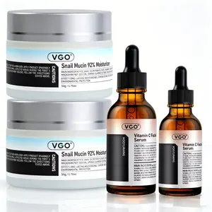 VGO Skincare Set: Vitamin C Serum & Snail Mucin 92% Gel Cream | Hydration, Radiance & Revitalizing Daily Care