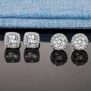 【Newly Launched】S925 Silver Moissanite Stud Earrings | Round & Square Cuts | Classic & Trendy Men's Jewelry | Genuine with Authenticity Certificate | Ideal Gift