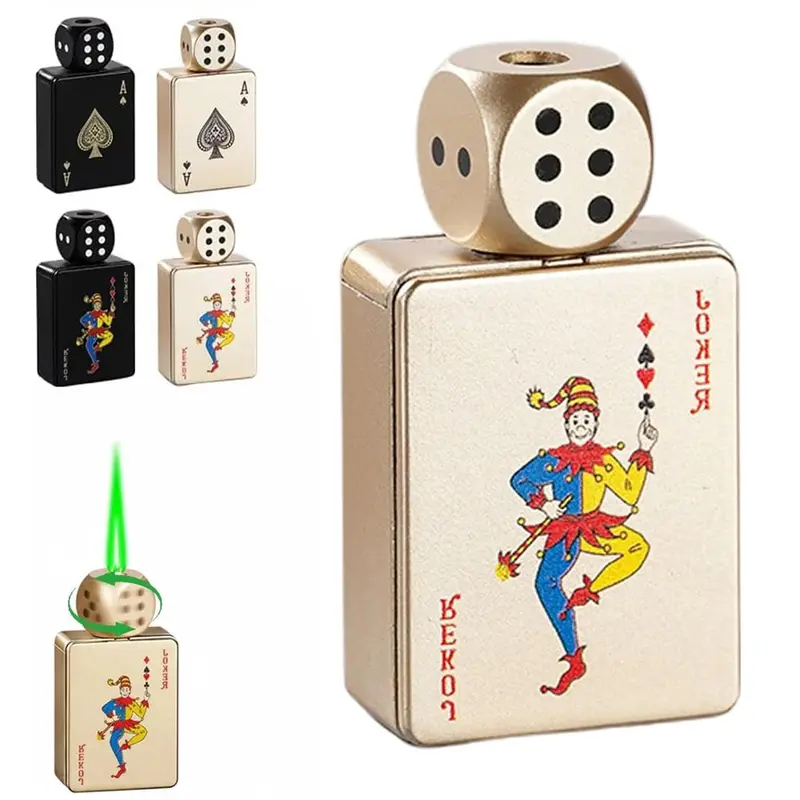Jet Torch Lighter Ace Card Poker Lighter - Refillable Butane, Green Flame, Adjustable Windproof Jet Torch, Indoor/Outdoor Camping Lighter, Cool Ace of Spades Design, Refillable & Portable