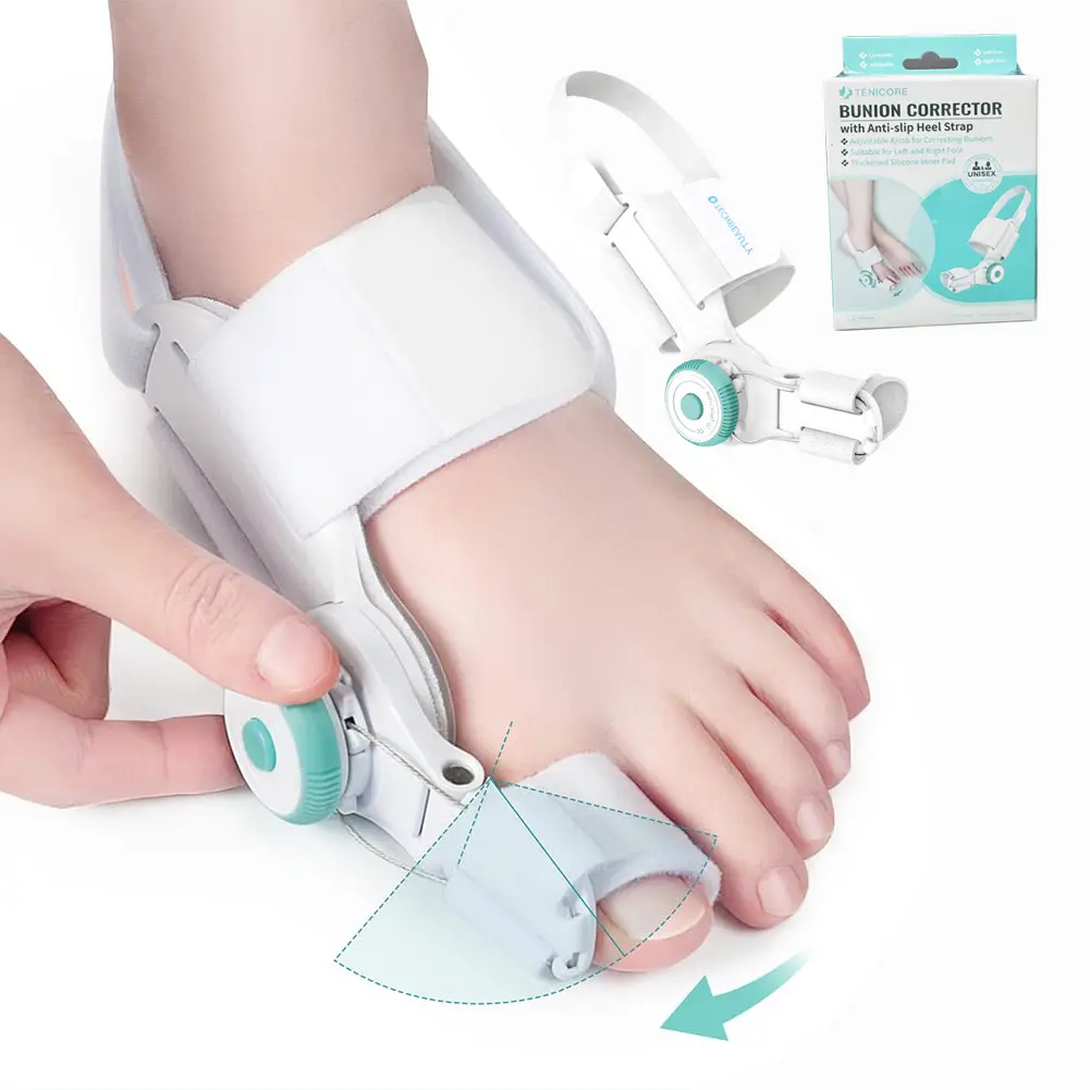 Ergonomic Bunion Corrector for Big Toe, Adjustable Knob Bunion Splint Toe Straightener with Anti-Slip Heel Strap, Comfortable Big Toe Alignment Support, Breathable Brace