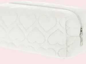Ipsy Monthly Bag - Portable Puffy Padded Polyester Makeup Pouch, White Color, Compact Design, Versatile for Cosmetic Brushes and Toiletries
