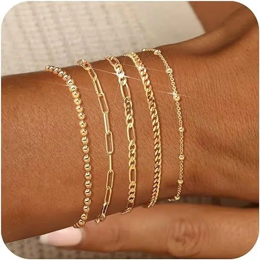Gold Bracelet 5 piece Set