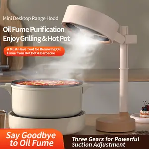 Desktop Rangehood Oil Fume Purification Three-Gear Adjustment Compact Size Space-Saving Fully Detachable Unit for Easy Cleaning Family Desktop Smoking Fan for Indoor Smoking Large Suction Smoking Fan