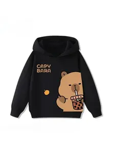 Autumn Winter Cartoon Cute Capybara Print Men and Women Hooded Hoodies Casual Fashionable Comfortable  Sweatshirt Pullover