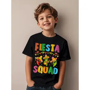 Fiesta Squad Cinco De Mayo Funny Awesome Graphic Kid T-Shirt Popular Kid T Shirts Trending Tops Tees for Kid