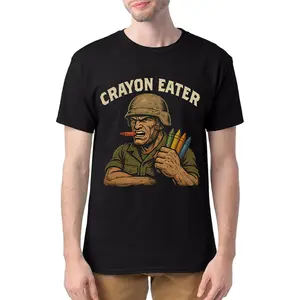 Crayon Eater Funny T-Shirt – Military Dark Humor Graphic Tee, Sarcastic Soldier Meme Shirt, Vintage War Cartoon Style, Offensive Joke Tee, Army Marine Humor Gift, Retro Tactical Comedy Shirt
