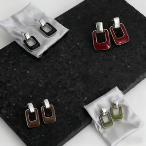 Women's Geometric Coffee Oil-Drop Dangle Earrings! French Vintage Alloy Chain All-Season Elegant Jewelry