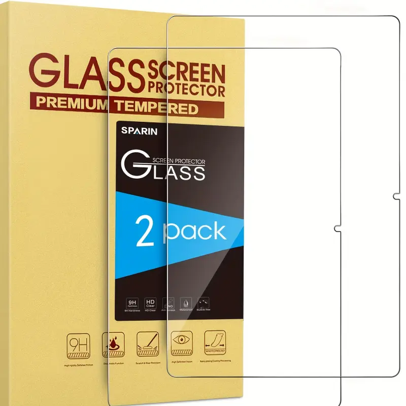 2-piece tempered film suitable for Samsung A9 and A9+tablet screen film, transparent Tempered Glass Protective screen protector, anti fingerprint, anti glare, anti scratch, Tablet Screen Protectors