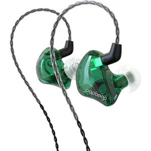 in-Ear  Headphones Dual Dynamic Drivers IEM Earphones Detachable MMCX  Musicians Earbuds Headphones (BC100 Green, with no Mic)