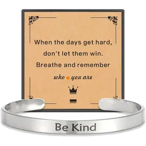 Remember Who The You Are Motivational Cuff Bracelet for Women, Stainless Steel Color Inspirational Bangle Bracelets with Engraved  Message  for Sisters BFF Friends Gifts