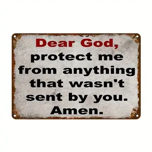 Metal Sign, Retro Wall Decor with Inspirational Prayer Quote, Rustic Metal Plaque, Funny Signs for Pub, Holiday Gift Decor