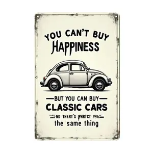 1pc Classic VW Beetle Aluminum Art, Buy Classic Cars Quote Aluminum Sign, Rustic Wall Decor for Home Office Cafe Bar Garage, Easy to Hang for Holiday Seasonal Decorations