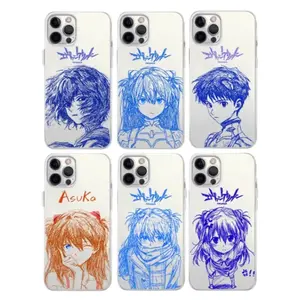EVA Neon Genesis Evangelion Asuka Rei Ayanami‌ Painting Transparent Phone Cases For iPhone 17 16 15 14 13 12 11 Promax Pro Air Plus Shockproof Cover Casing Protection Best Gifts For Valentine Christmas Birthday