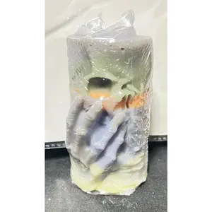 Hand-Sculpted Layered Skull Pillar Candle -