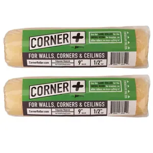 2-Pack Corner + Roller | 9’ 1/2’ Nap Polyester Knit |the only roller that paints walls & corners! house painting fixxer upper