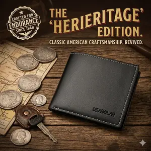 Men's PU Leather Bifold Wallet – Slim Horizontal Wallet with Coin Pocket, Multiple Card Slots & Cash Compartment