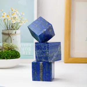 Natural Lapis Lazuli Diamond Shape Healing Crystal Statue, Handmade Unique Home Decor Ornament, Gift for Healing Energy