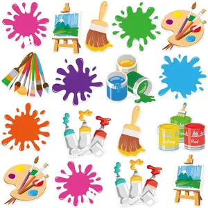 48Pcs Colorful Paint Splatter Art Paper Cutouts for Bulletin Board Decorations, Home School Wall Chalkboard Craft Theme Party Decor