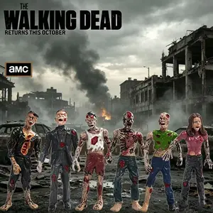 6 Zombie Collection Set, Walking Dead Zombie Figures, Detailed Horror Collectible Toys, End Times Arrival, Perfect for Fans
