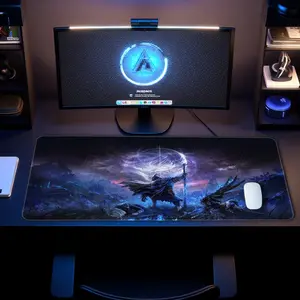 Fantasy Knight Blue And Purple Storm Mouse Pad Elden Ring Inspired Gaming Mouse Pads Blue Purple Mousepad XXL Rubber Stitched Edges Keyboard Pad Desk Accessories Large Extended Desk Decor Desk Supplies For Office