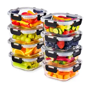Sorbus Square Glass Food Containers with Airtight Lids 8-Pack