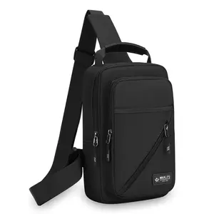 Men's Casual Solid Color Sling Bag, Zipper Crossbody Bag, Fashionable Multi-functional Shoulder Bag for Daily Used, Casual Trendy Versatile High-quality Daily Commuting Bag