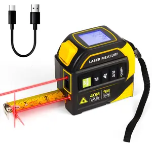 4-in-1 Laser Tape Measure - Laser Level & Crosshairs, 130ft/40m +16ft/5m AutoLock Tape, AngleHold, Backlit LCD Ft/In/M, Area/Volume/Pythagorean, ClassII for DIY/Construction/Interior Design