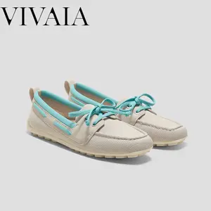 VIVAIA Square-Toe Casual Loafers, Water-Repellent Knit Boat Shoes, Comfortable Walking Flats, Lightweight & Breathable (Jillian)