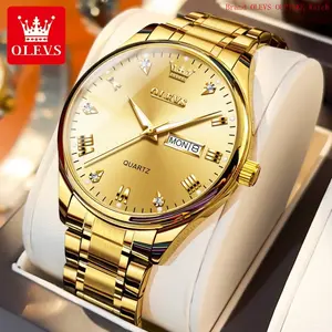 Brand OLEVS Watches for Men Luxury Classic Style Stainless Steel Mens Wrist Watches Analog Quartz Casual Waterproof Luminous Day-Date Reloj Para Hombre, Male Wristwatch Gifts for Men