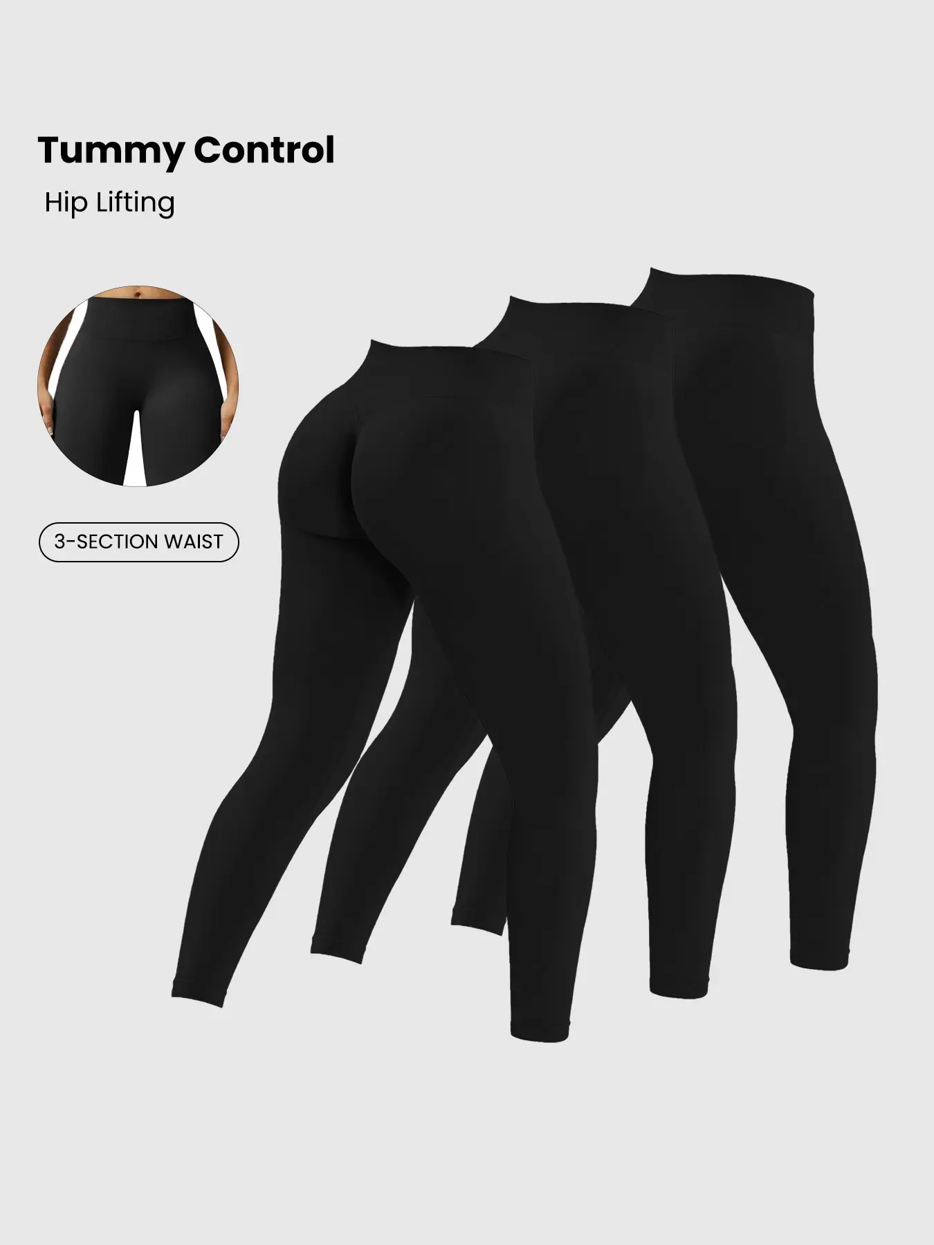 Women's High-Waisted Athletic Butt-Lifting Sports Tight Pants, Shaping Leggings, 3 Pack, Gymswear, High Waist Activewear, Suitable for Yoga and Fitness, Casual Sportswear, Comfortable Fit, Athletic Stretchable
