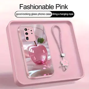 Luxury Crystal Apple Phone Case Metallic Cover with Lanyard for Galaxy S20 Ultra 5G--975