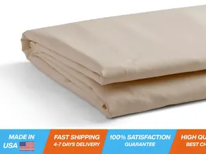 100% Cotton Percale Sheets Queen Size, 1 Flat Sheet- Crisp, Cool and Strong Bed Linen, Luxury Breathable Sheet, Ivory