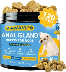 Stop Your Dog’s Scooting & Fishy Smell | Natural Anal Gland Support with Pumpkin Seed & Dandelion Root for Digestive Support & Immune Boost 120 Chews for Pet Health