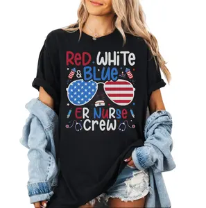 ER Nurse Crew T-Shirt, Red White Blue Sunglasses Graphic Tee for Emergency Room Nurses, 4th of July Nurse Shirt, Emergency Room Nurse Gift For Her Him
