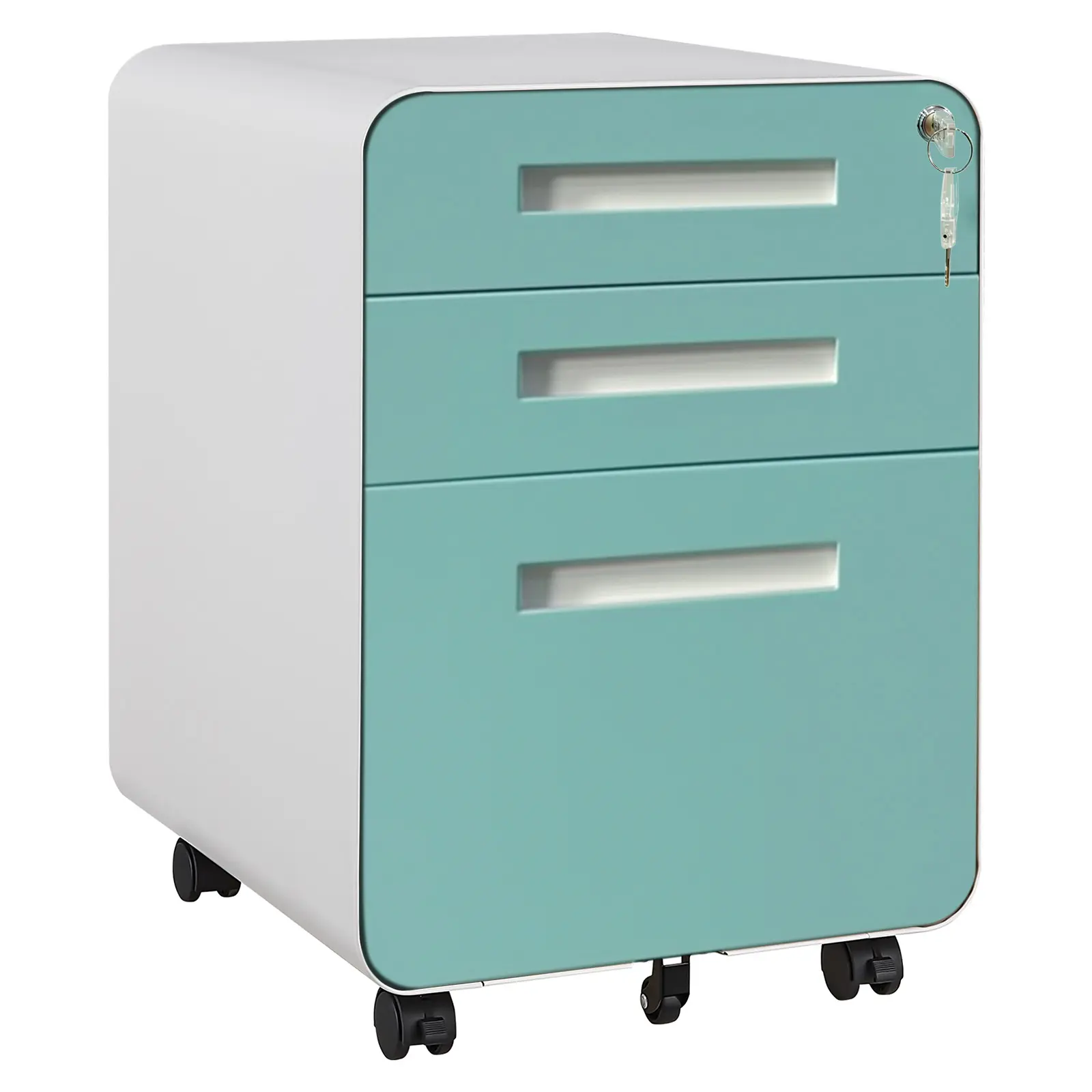 3 Drawer Metal File Cabinet with Lock – Fully Assembled Mobile Storage Organizer – Anti-Tilt 5-Wheel Rolling Design – Fits A4/Letter/Legal Size – Under Desk Filing Cabinet for Home Office – Blue/Orange/Yellow/Black/White