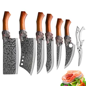 Thickened stainless steel chef's knife set, kitchen practical knife, lion anti-slip handle, suitable for kitchen cooking, parents' favorite kitchen gift syvi  oknife  set Forged High Carbon Steel Viking Knife Set knife  set  deal