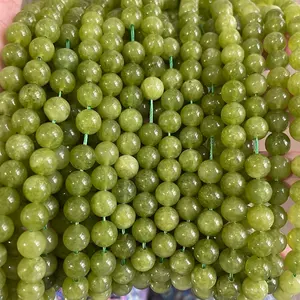 6 mm green jade crystal bead strand