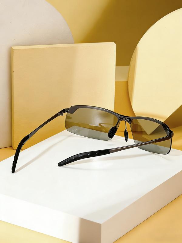 【dealsforyoudays】Paleshy HD Polarized Photochromic Sunglasses UV400 Protection, Unisex 2026 Summer Retro Oversized Simple Square Frame Fashion Accessories, Outdoor Sports Driving, Fishing, Golf, Running, Climbing Day Night Safety Glasses