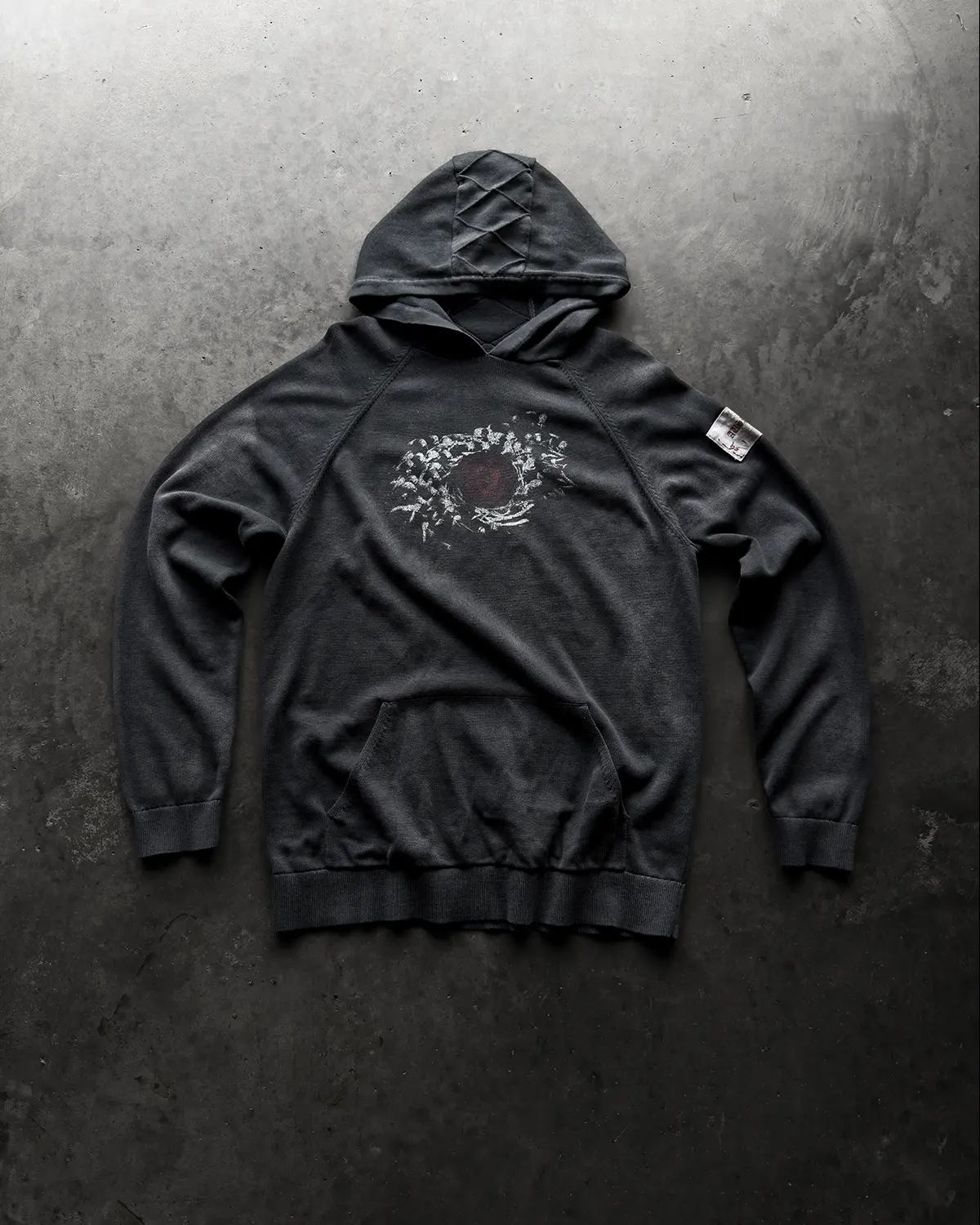 NIGHTBLADE KNIT HOODIE- MENSWEAR PATCHWORK ATHLETIC PULLOVER