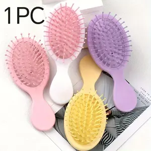 Mini Travel Hair Brush Care, Compact Ergonomic Design, Airbag Cushion, Gentle Scalp Massage, Matte Handle, Abs Plastic Bristles, Decorative Comb