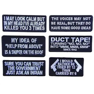 Voices Look Calm Sniper Set of 6 MC Biker Funny Patch (Iron on-6pc Set)