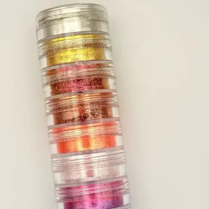 Stars 1 Tower of Shiny Pigments - Colorful Pigment Stack in Silver Container Cosmetic