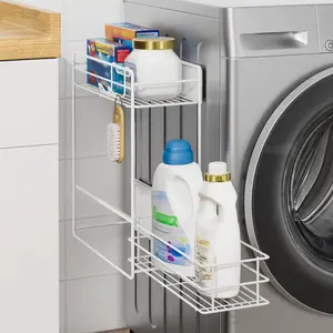 Nieifi Strong Magnetic Side Stand with Slide-Out Drawer 2-Tier Strong Hold White Fits Washing Machine & Fridge Laundry Kitchen Organizer