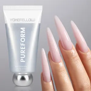 YOKEFELLOW PUREFORM Nail Builder Extension Gel HEMA-Free TPO-Free TMPTA-Free Safe Formula PF03 Baby Pink Nail Extension Gel 50g/1.76oz Long Lasting Poly Nail Gel Profession Nail Gel Polish Use with Nail Molds Nail Art Design Manicure Gifts for Women