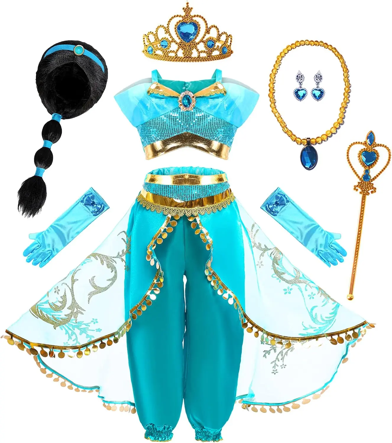 Arabian Princess Fancy Costume for Girls Halloween Dress Up