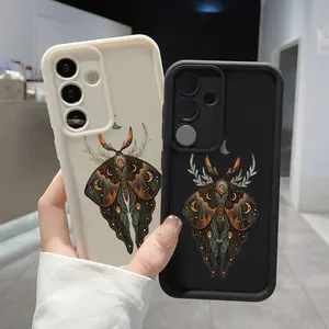 Vintage Moth Pattern TPU Phone Case Compatible with Galaxy S23  Ultra S24 Plus S25 S22+ Shockproof Non Slip Military-Grade Protection Silicone Cover Smartphone Casing for Samsung Galaxy S26
