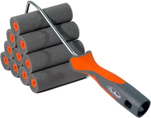 11 Pack 4" High Density   Roller Kit, Special Caved-in  Roller for Smooth & Precision Finish, Small Black  Mini Rollers for Painting Walls, Cabinets, Doors, Furniture, Trim
