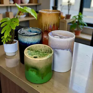 Handmade Kiln-Changed Travel Cup, Creative Ceramic Straight Tube Cup, High Aesthetic Large Capacity Straw Cup, Durable Drinkware, Tumbler